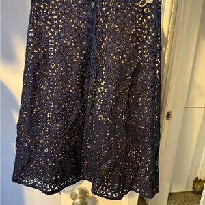 Carven Navy Lace Skirt with Nude Lining